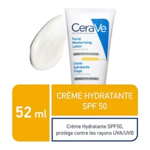Tube CeraVe Crème Hydratante Visage SPF50 52ml